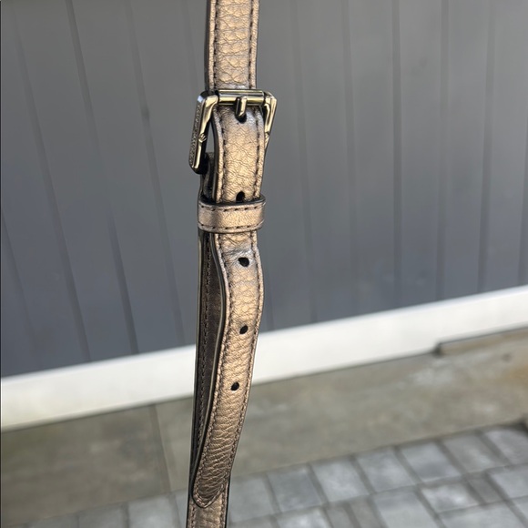 Tory Burch Black Leather”The Robinson Metallic Open Dome Satchel” - Picture 16 of 16